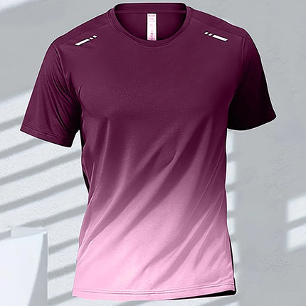 Men’s Quick-Dry Gradient Sports T-Shirt – Fitness, Running & Basketball Training Top