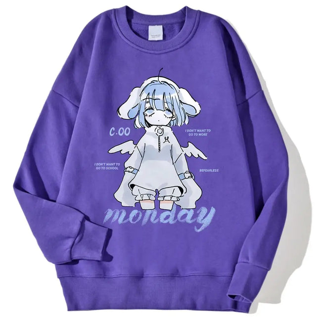 Harajuku Anime Girl Print Hoodie – Casual Kawaii Streetwear for Women