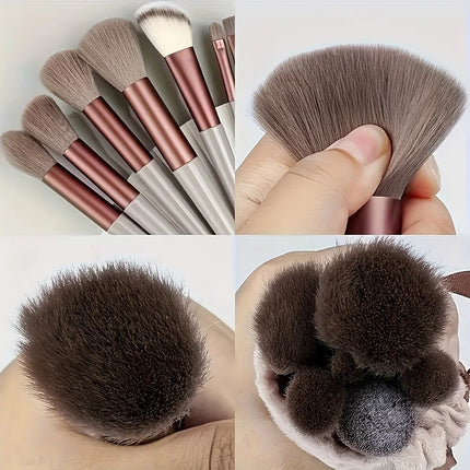 13-Piece Makeup Brush & Puff Set with Portable Bag