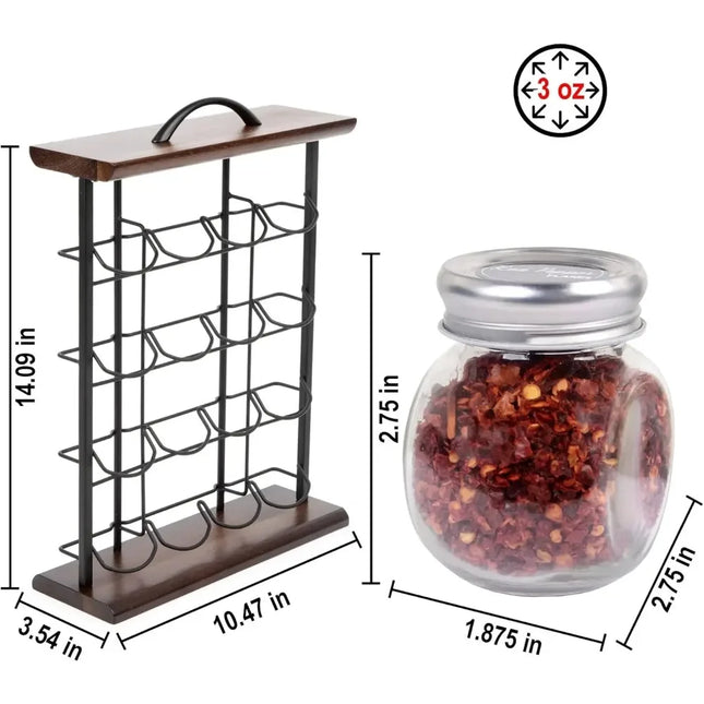 16-Jar Acacia Wood Spice Rack