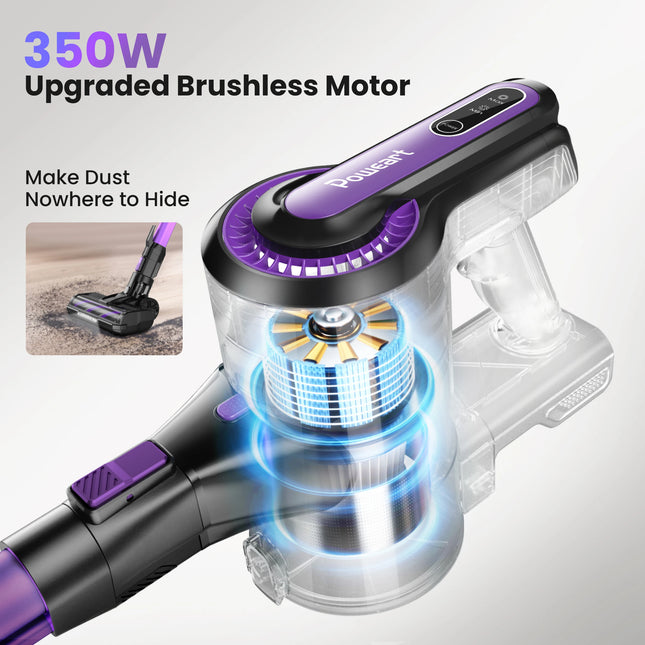 Cordless Stick Vacuum Cleaner – 30KPa Powerful Suction, 8-in-1 Self-Standing Handheld Vacuum, Blue/Purple