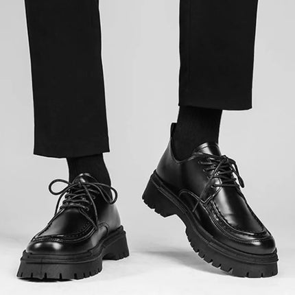 Men’s Black Brogue Leather Casual Shoes – Height Increasing Office & Formal PU Shoes