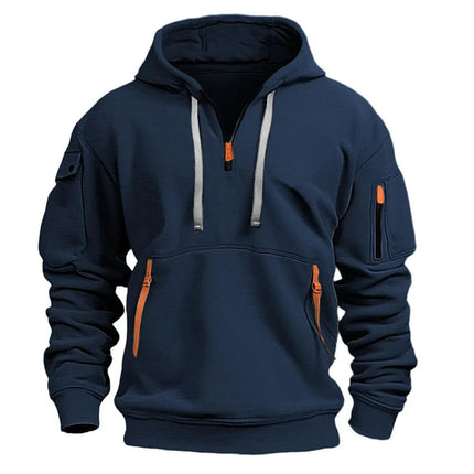 Men’s & Women’s Multi-Pocket Zipper Fleece Hoodie – Loose Casual Sweatshirt