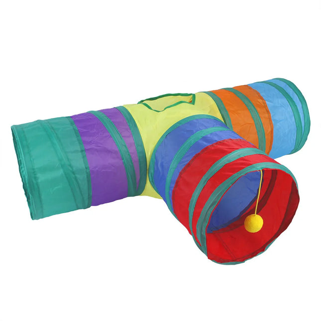 Foldable S-Type Cat Tunnel Toy – Breathable Crinkle Play Tube for Indoor Cats