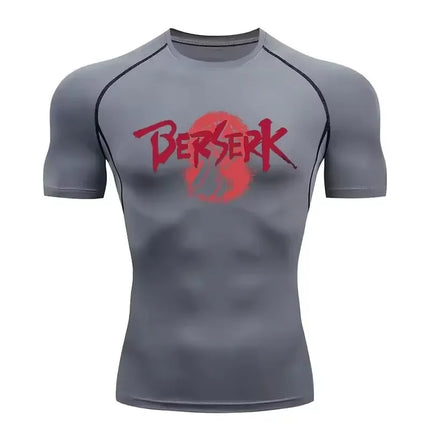 Anime Berserk Compression T-shirt Men Elastic Tight Sportswear Short-sleeved Gym Bodybuilding Quick-drying Sweatshirt Top S-3XL