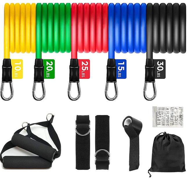 11PCS Resistance Bands Set – Elastic Bands for Home Gym & Full-Body Workout