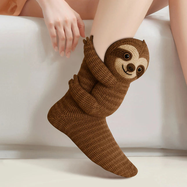 3D Knitted Animal Cozy Socks – Double-Layer Warm Cartoon Socks