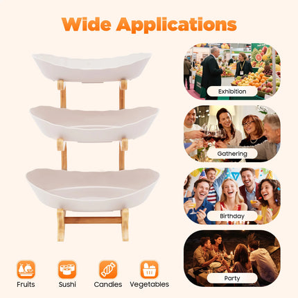 3-Tier Bamboo Fruit and Dessert Tray with Stand