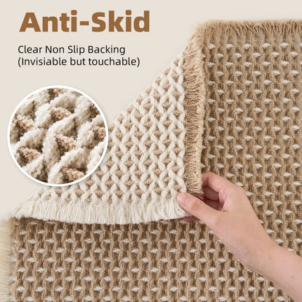 Checkered Non-Slip Bath Mat with Tassels