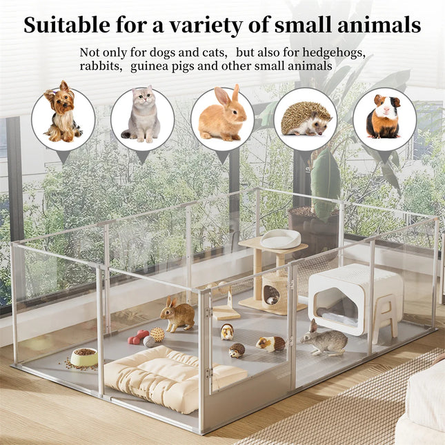 180cm Clear Acrylic Whelping & Dog Playpen – Sturdy Indoor Exercise Fence with Waterproof Pad