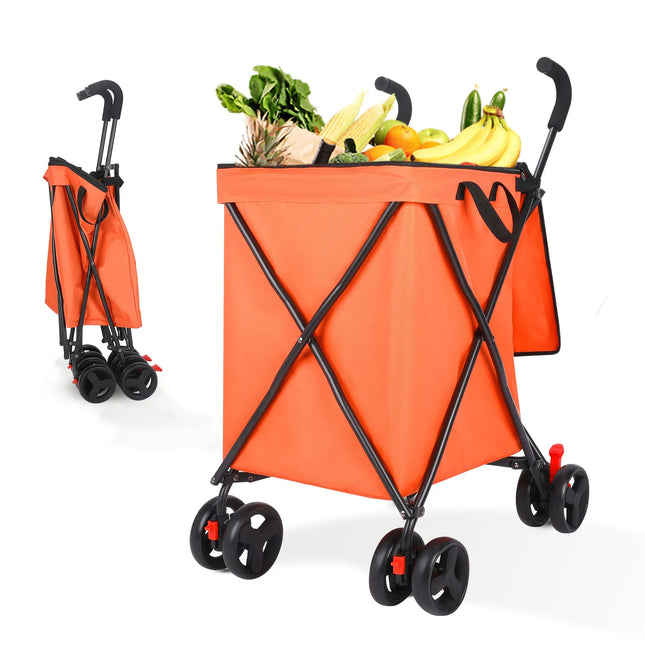 Foldable Outdoor Shopping Cart – Lightweight Camping, Garden, and Supermarket Trolley with Wheels