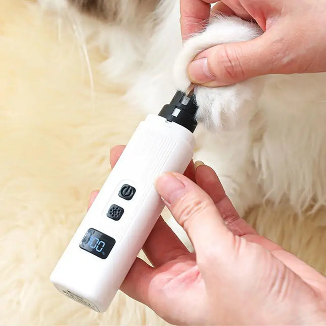 Electric Pet Nail Grinder – Quiet Rechargeable Dog & Cat Nail Trimmer with LED Light & 3 Modes