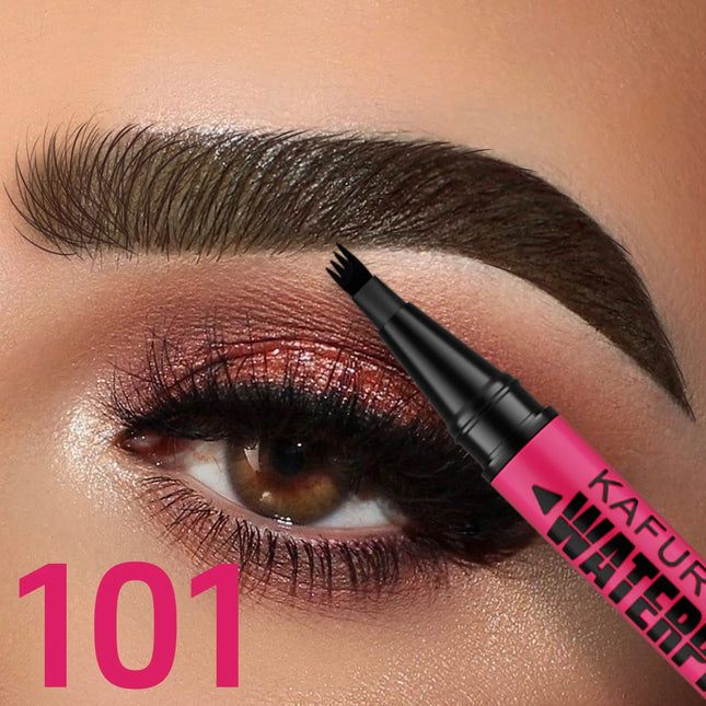 3-Color Waterproof Eyebrow Pen with 4-Head Microblading Tip