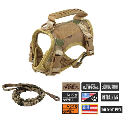 Tactical Cat & Small Dog Harness with Leash – 9 Patch Vest, Adjustable Straps & Handle for Training