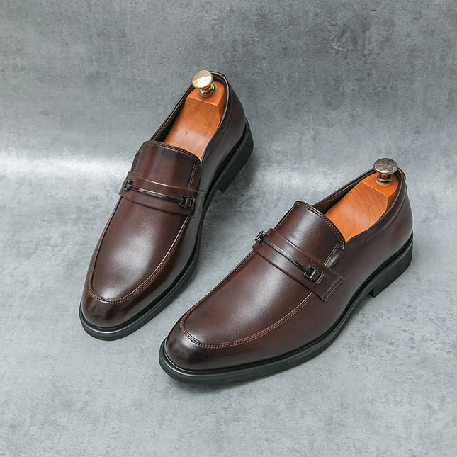 Men’s Leather Slip-On Loafers – Comfortable Non-Slip Formal & Casual Shoes