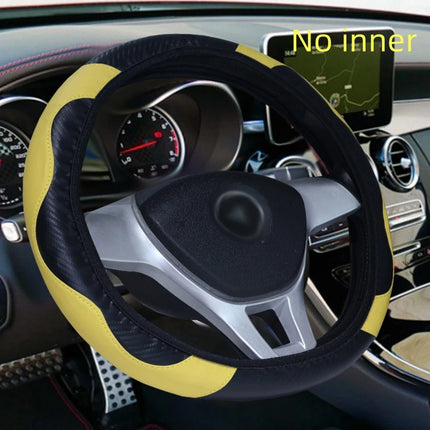 Carbon Fiber PU Leather Steering Wheel Cover 38cm – Anti-Slip & Wear-Resistant