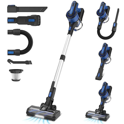 Cordless Stick Vacuum Cleaner – 30KPa Powerful Suction, 8-in-1 Self-Standing Handheld Vacuum, Blue/Purple