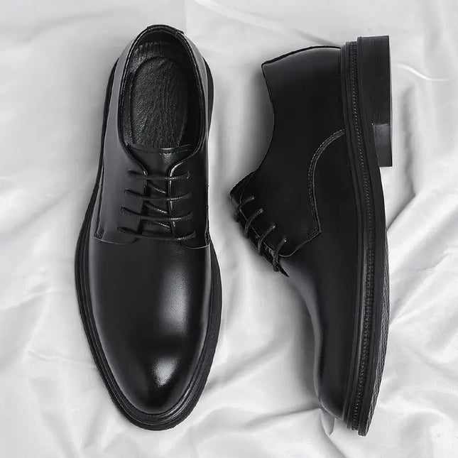 Men’s Black Leather Lace-Up Dress Shoes
