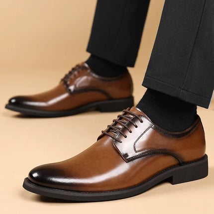 Men’s Leather Oxford Shoes – Formal Business & Wedding Lace-Up Flats