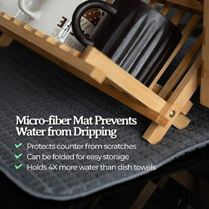 Compact 2-Tier Bamboo Dish Drying Rack for Countertop