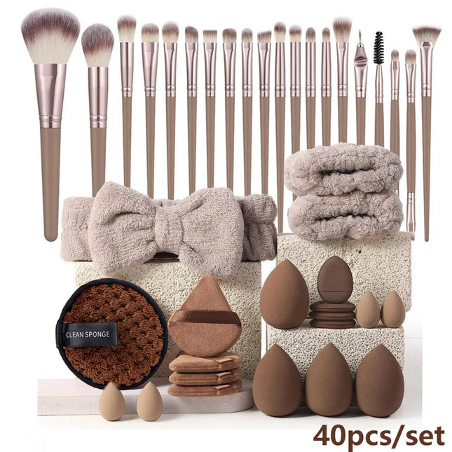 20/40pcs Makeup Brush and Sponge Set – Professional Triangle Powder Puff and Makeup Tool Kit