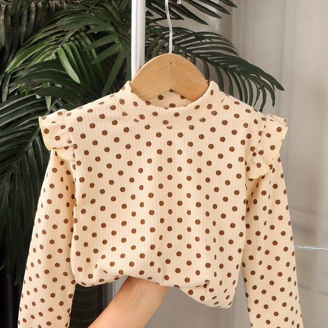 Kids Long Sleeve Floral Dot Tee – Girls & Boys Bottoming Shirt 2-10T