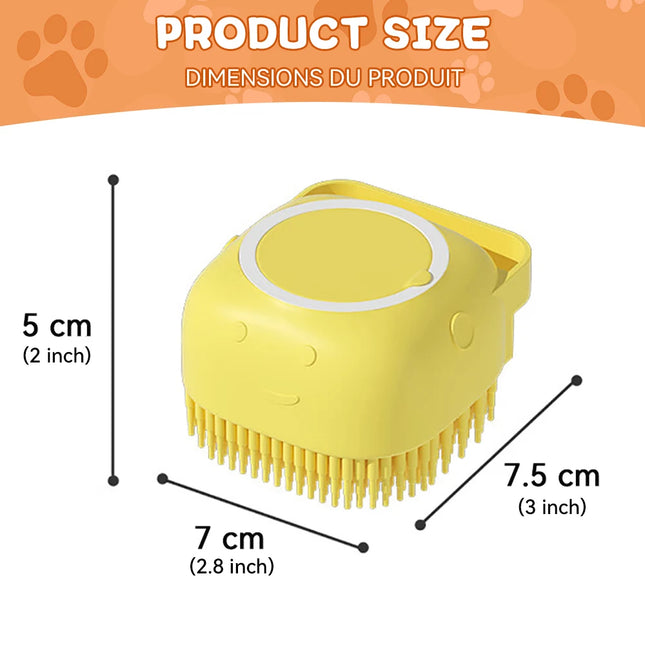 Dog & Cat Bathing Brush – Silicone Massage Brush with Shampoo Dispenser, Soft Rubber Bristles for Grooming