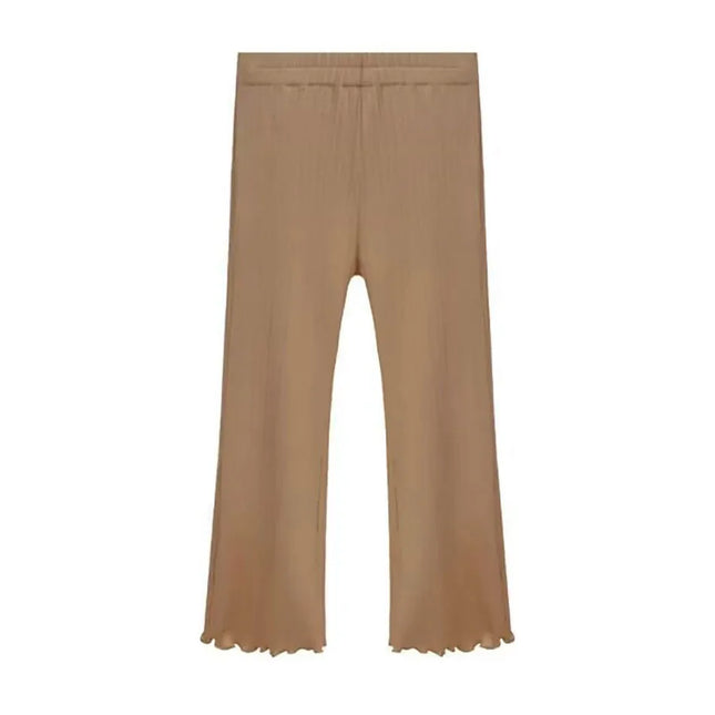 Girls’ Summer Flared Pants – Ribbed Knit Casual Trousers