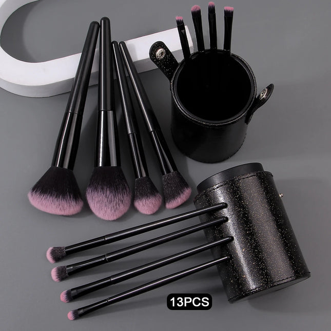 13-Piece Soft Bristle Makeup Brush Set – Eyeshadow, Lip Brushes with Storage Bucket
