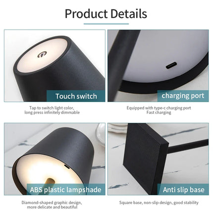 Rechargeable LED Desk Lamp – Touch Control, 3-Level Dimmable Light for Home & Office