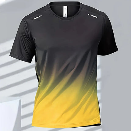Men’s Quick-Dry Gradient Sports T-Shirt – Fitness, Running & Basketball Training Top