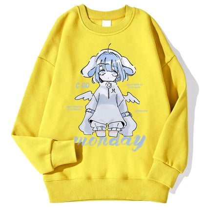 Harajuku Anime Girl Print Hoodie – Casual Kawaii Streetwear for Women