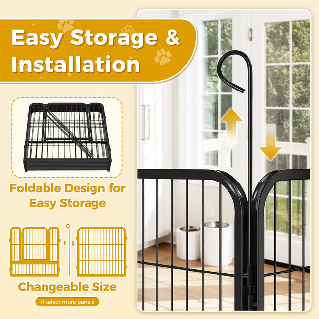 Foldable Metal Dog Playpen with Door – Heavy-Duty Indoor/Outdoor Pet Fence